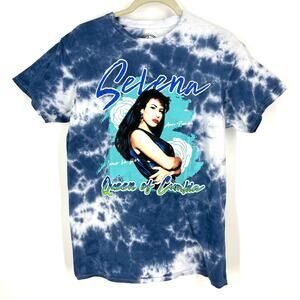 Selena Queen Of Cumbia Portrait Tie Dye T-Shirt Blue Size Medium NWOT